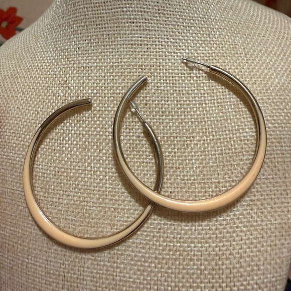 Elegant Two-Tone Hoop Earrings - Picture 2 of 3